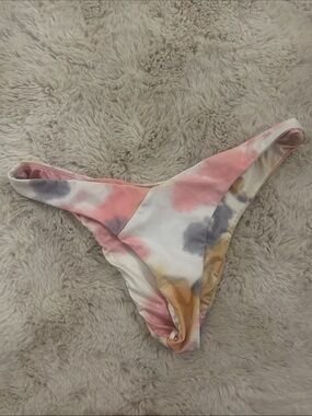 Volcom Tie-Dye Bikini Bottom in Pink, Gray & Gold Tones